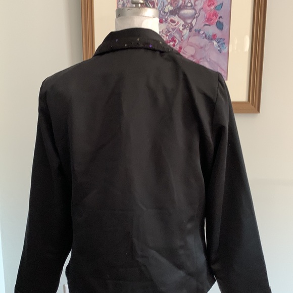 Vintage black blazer. Velvet and sequin trim. Unique - Picture 4 of 5